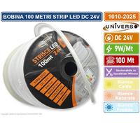 BOBINA 100M STRIP LED FLESSIBILE DC24V 9W/M DIVISIBILE IN QUALSIASI MISURA IP65.
