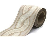 Bobina da 10 cm di lunghezza da 10 cm, beige marrone chiaro, a spirale, nastro jacquard ricamato per tende, tende, nastro V1 138