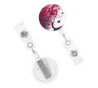 Bobina di badge romantico cuori foglie albero retrattile porta badge bobina ID porta badge infermiera porta badge clip bobine ID nome clip tag carino porta badge per medico lavoratore