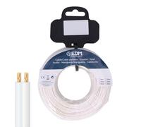 Bobina di cavo parallelo bianco, 2 vie, 5 m, ideale per collegamenti telefonici e progetti elettronici.