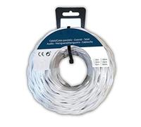 Bobina di cavo tessile intrecciato H05V-K 2x1,00mm² bianco, 25 m, ideale per installazioni elettriche e connessioni sicure.