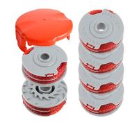 Bobina di decespugliatore FLY021 e copertura per bobina FLY060 per Flymo Contour XT Mini Trim Power Trim Multi Trim, bobina da 1,5 mm doppia alimentazione automatica e copertura (6 bobine + 1