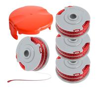 Bobina di decespugliatore FLY021 e copertura per bobina FLY060 per Flymo Contour XT Mini Trim Power Trim Multi Trim, bobina da 1,5 mm doppia alimentazione automatica e copertura (4 bobine + 1