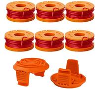 Bobina di Filo di Ricambio per Decespugliatore WORX WA0004.1 da 20 V Durevole per una Migliore Velocità di Taglio Ø 1,65 mm (6 Confezioni di Bobina e 2 Tappi per Tappo)