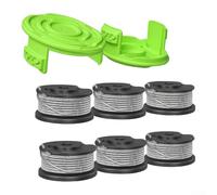 Bobina di filo per decespugliatore resistente compatibile con modelli Greenworks a linea singola da 0,065 pollici di spessore in nylon pre avvolto per installazione rapida caduta in installazione