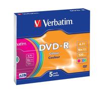 Verbatim 5 DVD-R Colour COLORATI 4,7GB AZO 16X, in slim case - 43557