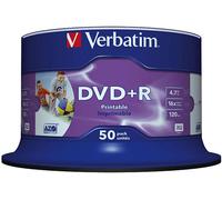 Verbatim 50 DVD+R Wide Inkjet Printable No ID Brand 16x 4,7GB cake AZO Box 43512