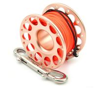 Bobina in alluminio per immersioni subacquee, 15 m e 30 m, con doppio gancio girevole in acciaio inox, per guida subacquea in relitto (30 m, rosa)
