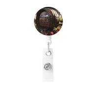 Bobina per badge a forma di barile di vino rosso, clip retrattile, porta badge da lavoro, in plastica leggera, porta badge identificativo, per infermieri, regali per ufficio