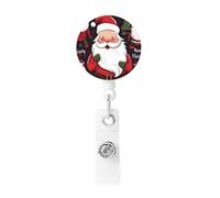 Bobina per badge di Babbo Natale, clip retrattile, porta badge da lavoro, in plastica leggera, porta badge identificativo, per infermieri, regali per ufficio