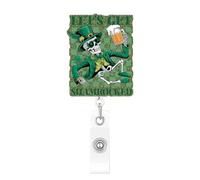 Bobina per badge per San Patrizio con trifoglio e scritta "Nurse" con scheletro, design birra, verde, per RN, CNA, LPN, MA, infermieristica, studente, dottore, insegnante, impiegato, 1 pezzo