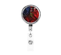 Bobina porta badge in metallo resistente bandiera Marocco America, porta badge retrattile con clip da cintura per titolare della carta di nome dipendente insegnante