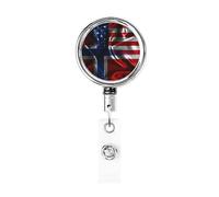 Bobina porta badge in metallo resistente bandiera Norvegia America, porta badge retrattile con clip da cintura per titolare della carta di nome dipendente insegnante