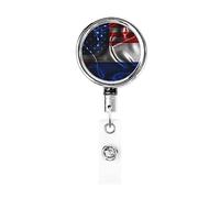 Bobina porta badge in metallo resistente bandiera Paesi Bassi America, porta badge retrattile con clip da cintura per titolare della carta nome dipendente insegnante