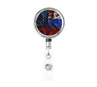 Bobina porta badge in metallo resistente bandiera Russia America, porta badge retrattile con clip da cintura per porta badge identificativo dipendente insegnante