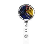 Bobina porta badge in metallo resistente con bandiera americana della Bosnia-Erzegovina, porta badge retrattile con clip da cintura per portachiavi, titolare della carta nome, dipendente, insegnante
