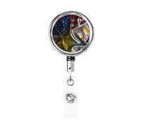 Bobina porta badge in metallo resistente con bandiera americana della Città del Vaticano, porta badge retrattile con clip da cintura per porta badge identificativo dipendente insegnante