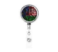 Bobina porta badge in metallo resistente con bandiera del Sud Sudan America, porta badge retrattile con clip da cintura per titolare della carta di nome dipendente Insegnante dipendente