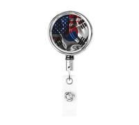 Bobina porta badge in metallo resistente con bandiera della Corea del Sud America, porta badge retrattile con clip da cintura per titolare della carta di nome dipendente insegnante