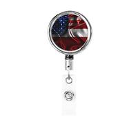 Bobina porta badge in metallo resistente con bandiera della Lettonia America, porta badge retrattile con clip da cintura per titolare della carta di nome dipendente insegnante