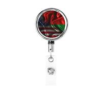 Bobina porta badge in metallo resistente con bandiera Madagascar America, porta badge retrattile con clip da cintura per titolare della carta di nome dipendente insegnante