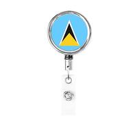 Bobina porta badge in metallo resistente con bandiera Santa Lucia, porta badge retrattile con clip da cintura per porta badge identificativo dipendente insegnante
