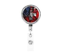 Bobina porta badge in metallo resistente con bandiera Svizzera America, porta badge retrattile con clip da cintura per titolare della carta nome dipendente Insegnante