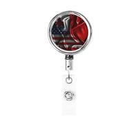 Bobina porta badge in metallo resistente con bandiera Tonga America, porta badge retrattile con clip da cintura per porta badge identificativo dipendente insegnante