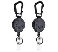 Bobina porta badge resistente, 2 porta badge retrattili e resistenti, con clip da cintura, portachiavi con cordino in acciaio da 50 cm, per cintura da lavoro e escursionismo