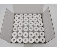 Bobina preavvolta, lato in plastica, taglia L, colore bianco, 144 pezzi per scatola, poliestere 60S/2, doppia, compatibile con Babylock, Barudan, Bernina, Brother, Consew, Juki, Singer, Tajima e altro