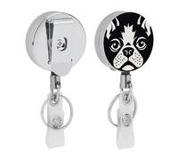 Bobina retrattile per badge con bulldog francese con robusta clip a coccodrillo, simpatico porta badge infermieristico, portachiavi per lavoratori d'ufficio, insegnanti, regali per donne