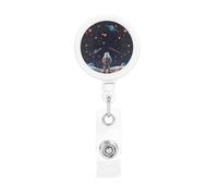 Bobina retrattile per badge con clip da cintura e portachiavi, clip per badge con nome astronauti e pianeti, porta carte d'identità per impiegati, dottori, infermieri, badge identificativi