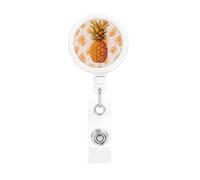Bobina retrattile per badge con clip da cintura e portachiavi, clip per badge con nome e ananas arancione brillante, porta carte d'identità per impiegati, dottori, infermieri, badgeReel portachiavi