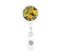 Bobina retrattile per badge con clip da cintura e portachiavi, clip per badge con nome, farfalla gialla e margherite gialle, porta carte d'identità per impiegati, medici, infermieri, badgeReel