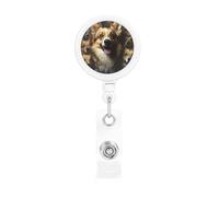 Bobina retrattile per badge con clip da cintura e portachiavi, clip per badge con nome, foto Corgi, porta carte d'identità, per impiegati, dottori, infermieri, badge identificativi