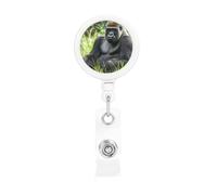 Bobina retrattile per badge con clip da cintura e portachiavi, clip per badge con nome Gorilla in The Grass ID Card Holder per ufficio, dottore, infermiera, badge identificativo, bobina portachiavi