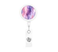 Bobina retrattile per badge con clip da cintura e portachiavi porta lotto, clip per badge con nome, astratto, acquerello, viola, porta carte d'identità, per impiegati, dottori, infermieri, badgeReel