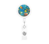 Bobina retrattile per badge con clip da cintura e portachiavi porta lotto, clip per badge con nome The Underwater World Tropical Fish ID Card Holder per impiegato, dottore, infermiera, badge