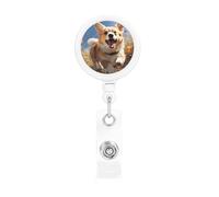 Bobina retrattile per badge con clip da cintura e portachiavi porta lotto, clip per badge da corsa, porta carte d'identità Corgi per impiegato, dottore, infermiera, badge identificativo, bobina