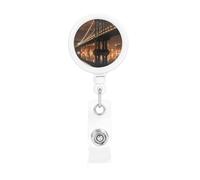 Bobina retrattile per badge con clip da cintura e portachiavi porta lotto, clip per badge di New York Manhattan Bridge, porta carte d'identità notturne per impiegati, medici, infermieri, badgeReel