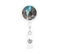 Bobina retrattile per badge con clip da cintura e portachiavi porta lotto, clip per badge, dipinti di New York, porta carte d'identità, per impiegati, dottori, infermieri, badge identificativo, bobina