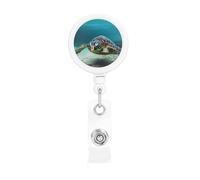 Bobina retrattile per badge con clip da cintura e portachiavi porta lotto, clip per badge subacqueo, tartaruga marina, porta carte d'identità, per impiegati, dottori, infermieri, badge identificativo
