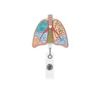 Bobina retrattile per badge con cuore in acrilico, opera d'arte polmonare, cervello e clip girevole per assistenza sanitaria e carte d'identità (polmone)