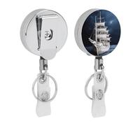 Bobina retrattile per badge vintage nautico bianco con robusta clip a coccodrillo carino porta badge infermieristico porta carte d'identità portachiavi per impiegati in ufficio insegnanti regali donne
