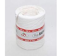 Bobina Rotolo Rafia Raffia Polyrafia Sintetica Colore BIANCA R53 Altezza mm.15 Lunghezza Metri 200