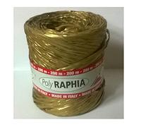 Bobina Rotolo Rafia Raffia Polyrafia Sintetica Colore ORO R76 Altezza mm.15 Lunghezza Metri 200