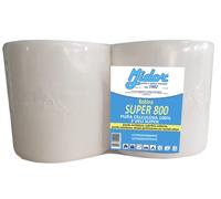 Bobina rotoloni di carta 2 rotoli SUPER 800 pura cellulosa 100% 2 veli super, ultra assorbente ultra resistente - Midor
