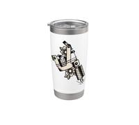 Bobina tatuaggio macchina Blackwork Flash Vintage Bicchiere termico in acciaio inox doppia parete