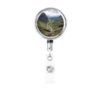 Bobine di badge in metallo retrattile Norvegia Terrain porta badge resistente porta nome ID badge clip per impiegati dottori infermieri ID badge bobina con clip da cintura portachiavi
