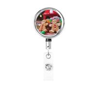 Bobine di badge in metallo retrattili a forma di omino di pan di zenzero, porta badge, resistente, porta badge identificativo, per impiegati, dottori, infermieri, badge, bobina con clip da cintura